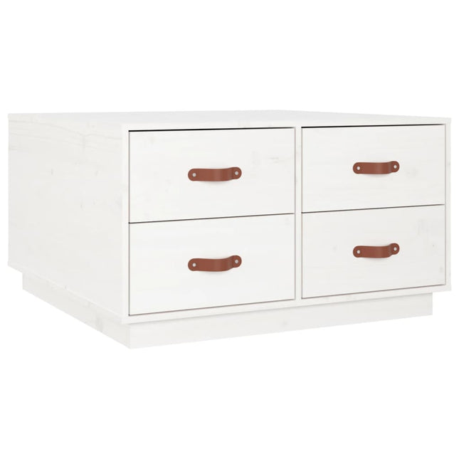 sofabord 80x80x45 cm massivt fyrretræ hvid