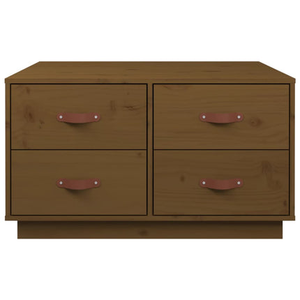 sofabord 80x80x45 cm massivt fyrretræ gyldenbrun