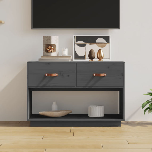 tv-bord 90x40x60 cm massivt fyrretræ grå