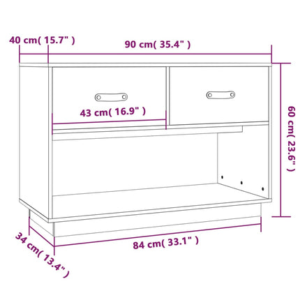 tv-bord 90x40x60 cm massivt fyrretræ gyldenbrun