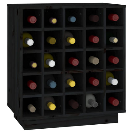 Vinskab 55,5x34x61 cm massivt fyrretræ sort