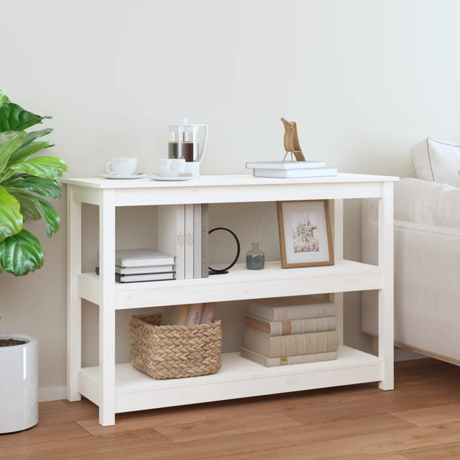 konsolbord 110x40x74 cm massivt fyrretræ hvid