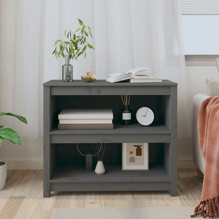 bogreol 80x35x68 cm massivt fyrretræ grå
