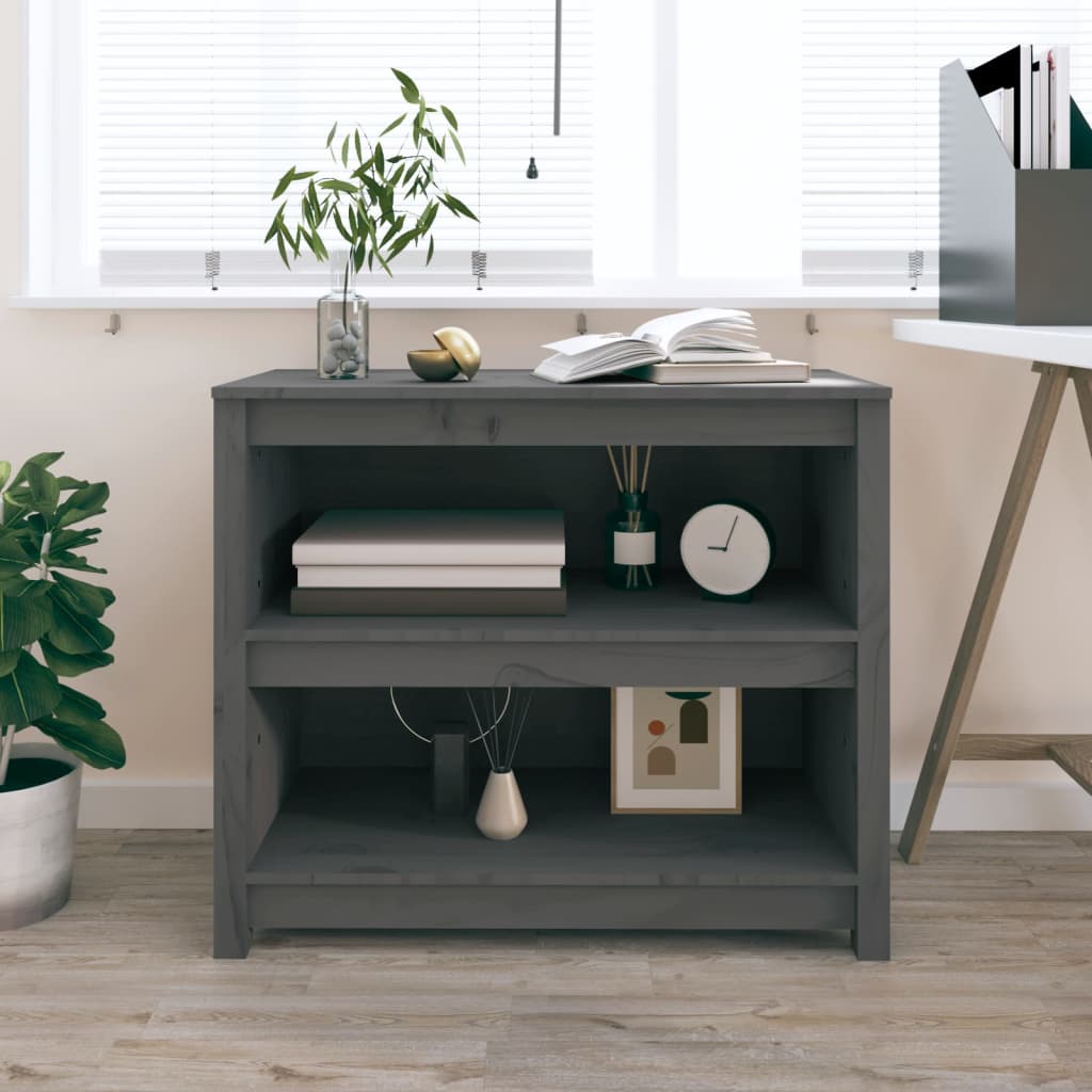 Bogreol 80X35X Massivt Fyrretræ Grå - 80 cm / 68 cm