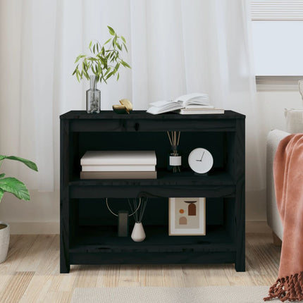 bogreol 80x35x68 cm massivt fyrretræ sort