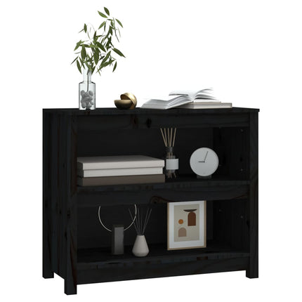 bogreol 80x35x68 cm massivt fyrretræ sort
