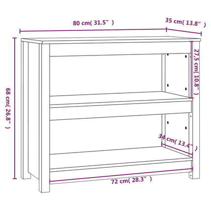 bogreol 80x35x68 cm massivt fyrretræ sort