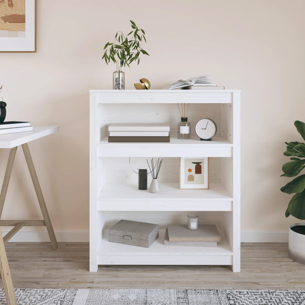 bogreol 80x35x97 cm massivt fyrretræ hvid