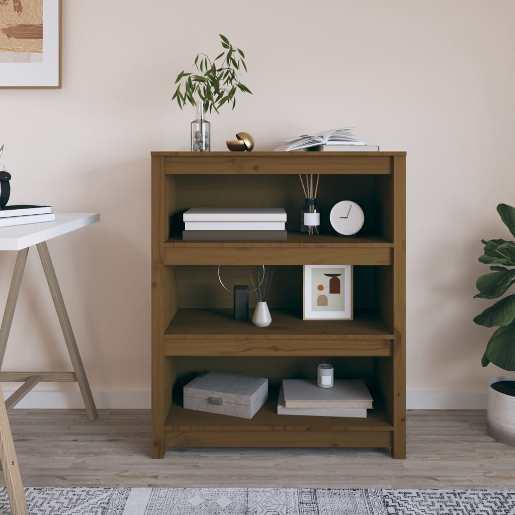 Bogreol 80X35X Massivt Fyrretræ Gyldenbrun Honningfarvet - 80 cm / 97 cm