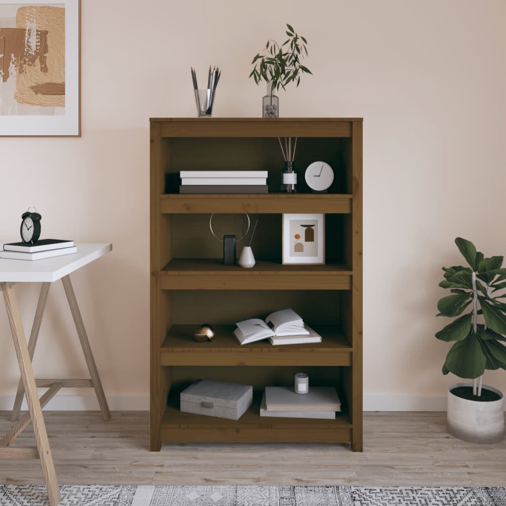 Bogreol 80X35X Massivt Fyrretræ Gyldenbrun Honningfarvet - 80 cm / 126 cm
