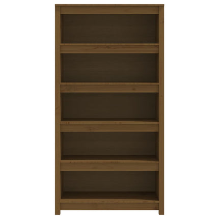 bogreol 80x35x154 cm massivt fyrretræ gyldenbrun