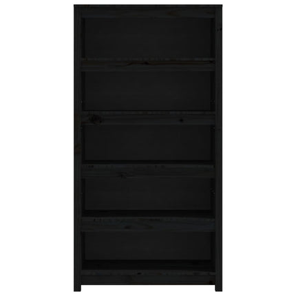 bogreol 80x35x154 cm massivt fyrretræ sort