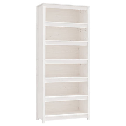 bogreol 80x35x183 cm massivt fyrretræ hvid