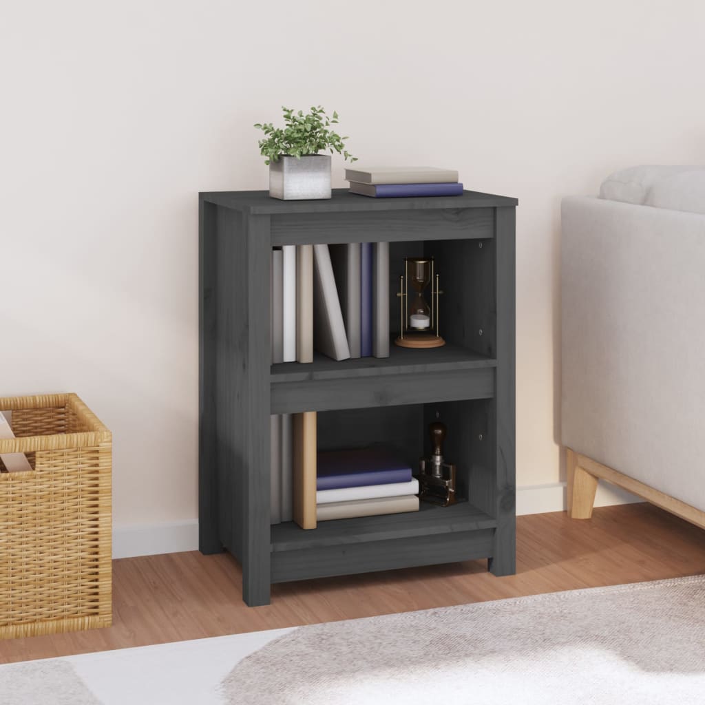 bogreol 50x35x68 cm massivt fyrretræ grå billede