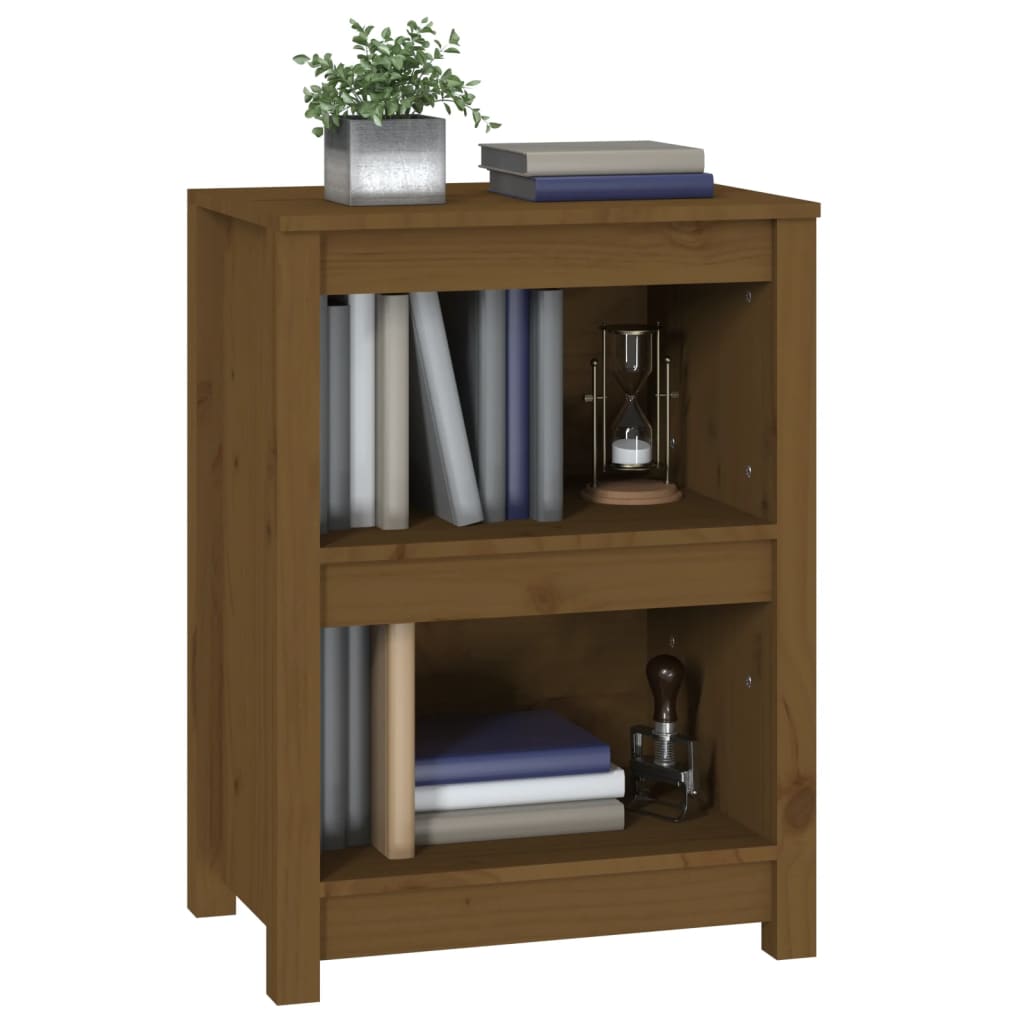 bogreol 50x35x68 cm massivt fyrretræ gyldenbrun