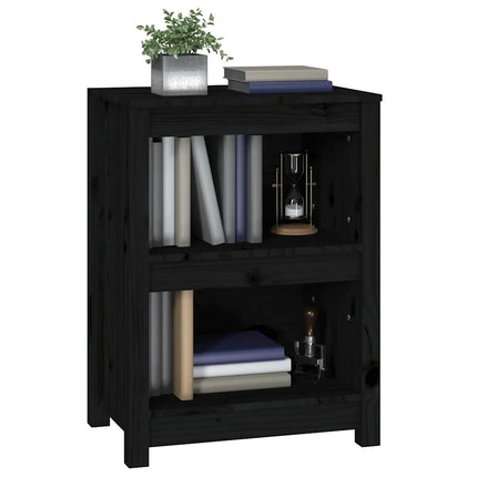 bogreol 50x35x68 cm massivt fyrretræ sort