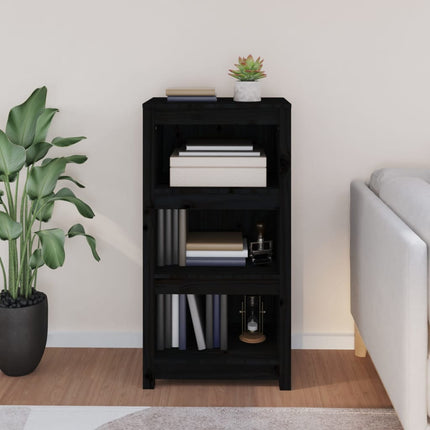 bogreol 50x35x97 cm massivt fyrretræ sort