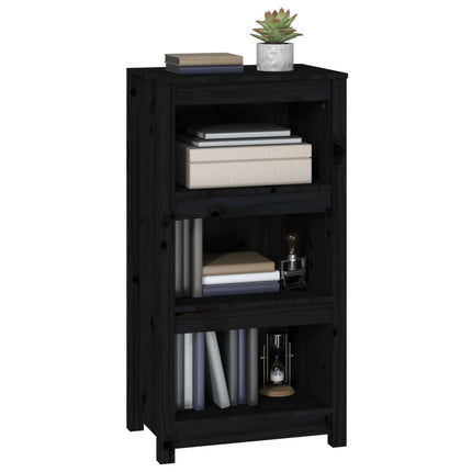 bogreol 50x35x97 cm massivt fyrretræ sort