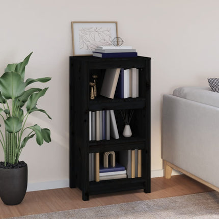 bogreol 50x35x97 cm massivt fyrretræ sort