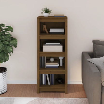 bogreol 50x35x125,5 cm massivt fyrretræ gyldenbrun
