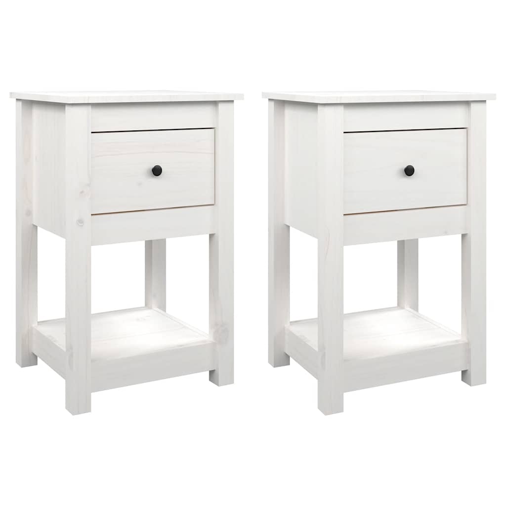 sengeborde 2 stk. 40x35x61,5 cm massivt fyrretræ hvid