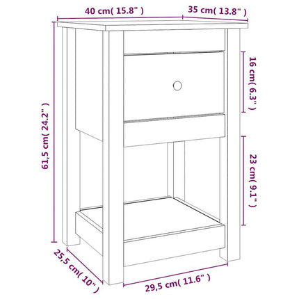 sengeborde 2 stk. 40x35x61,5 cm massivt fyrretræ hvid