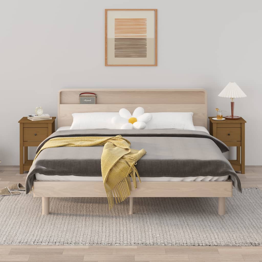 sengeborde 2 stk. 40x35x61,5cm massivt fyrretræ gyldenbrun