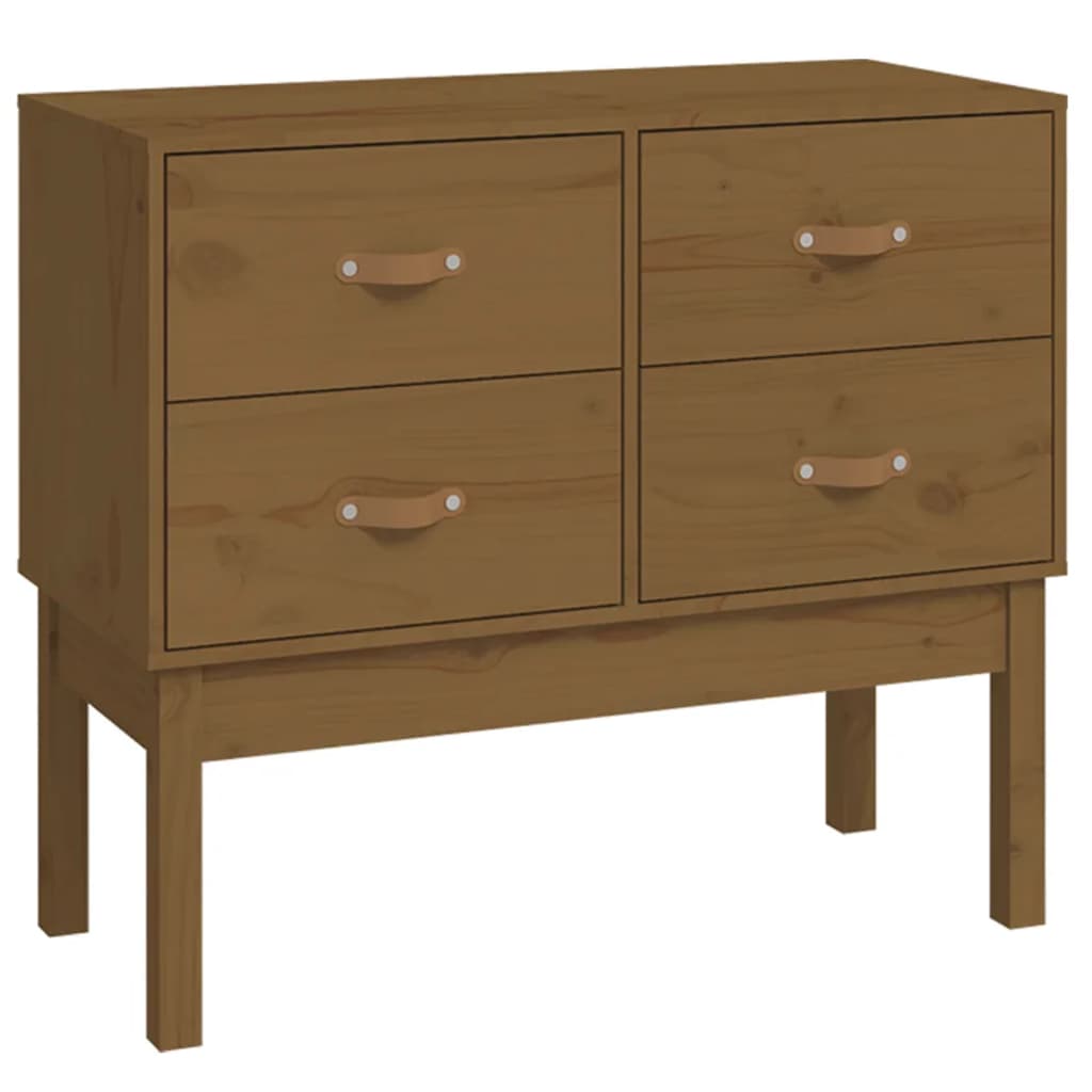 konsolskab 90x40x78 cm massivt fyrretræ gyldenbrun