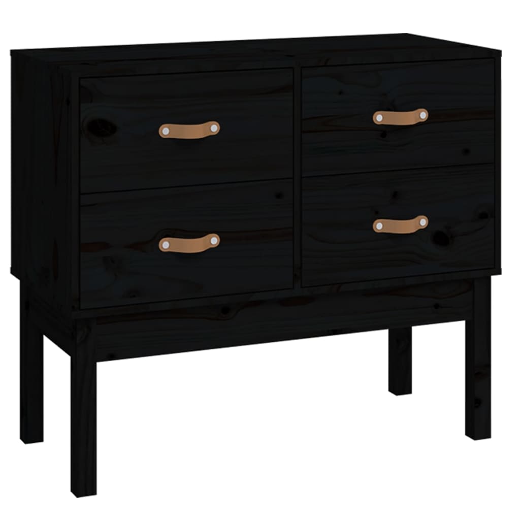 konsolskab 90x40x78 cm massivt fyrretræ sort