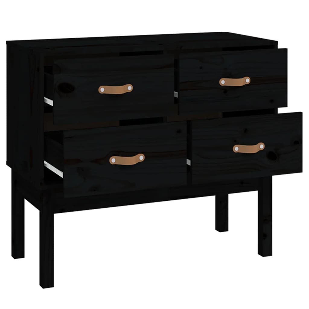 konsolskab 90x40x78 cm massivt fyrretræ sort