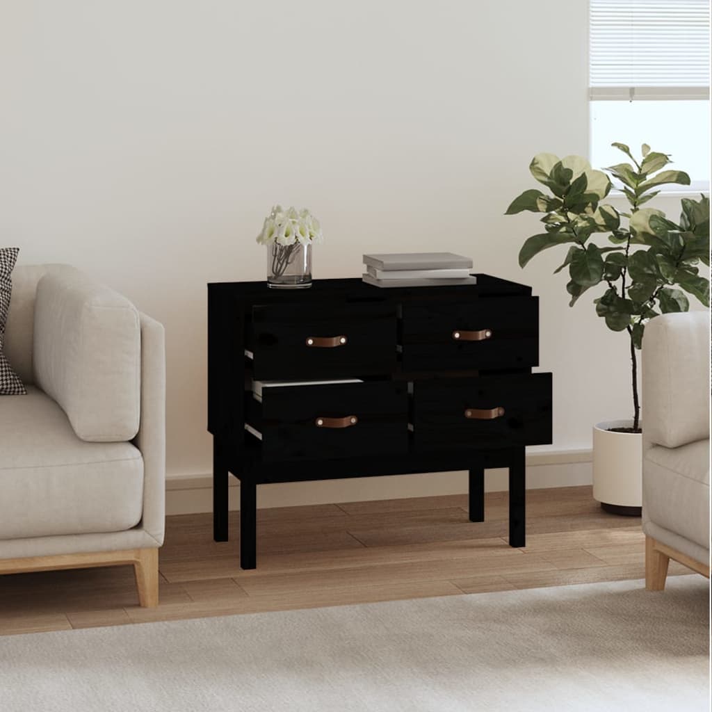 konsolskab 90x40x78 cm massivt fyrretræ sort