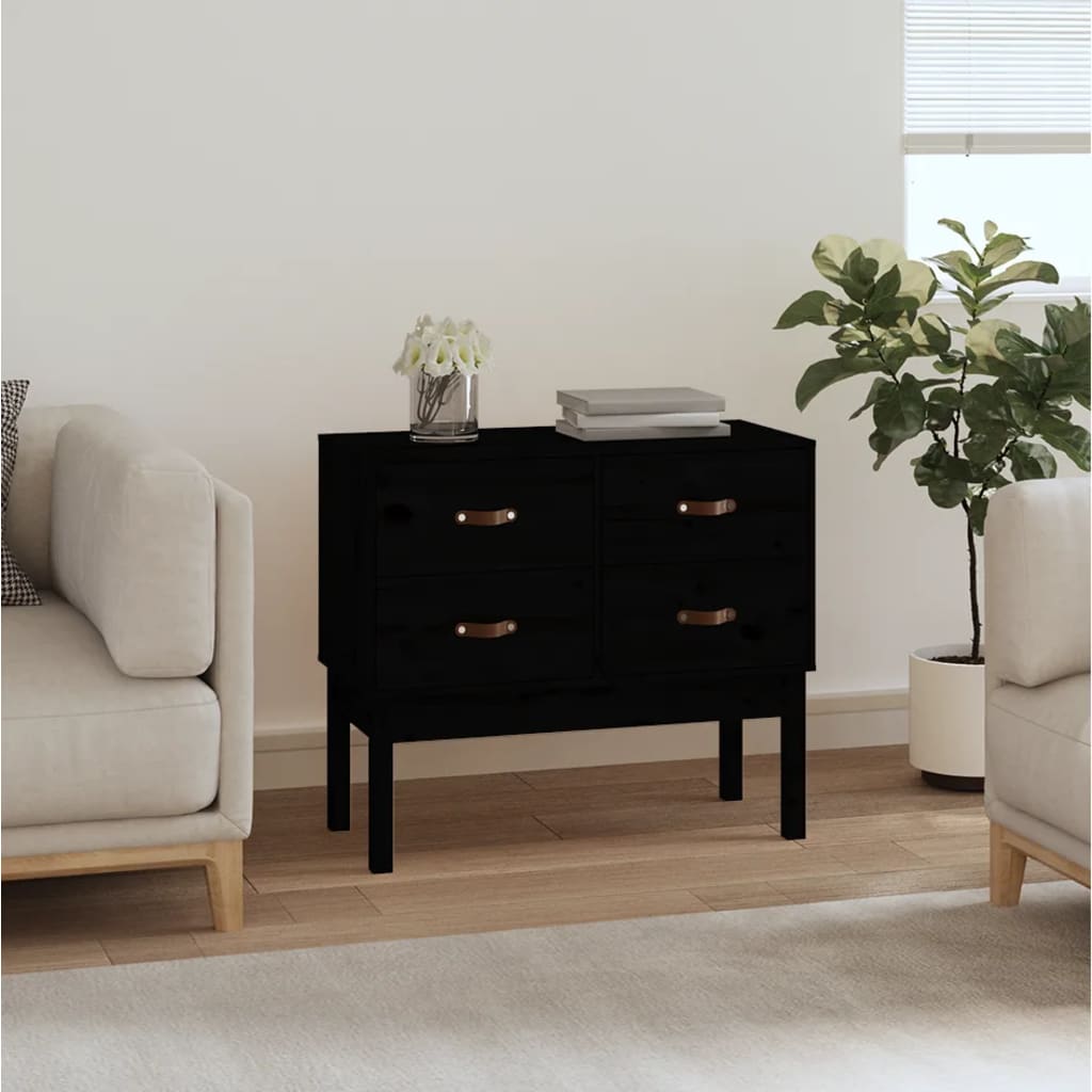 konsolskab 90x40x78 cm massivt fyrretræ sort