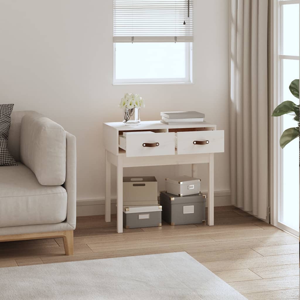 konsolbord 76,5x40x75 cm massivt fyrretræ hvid