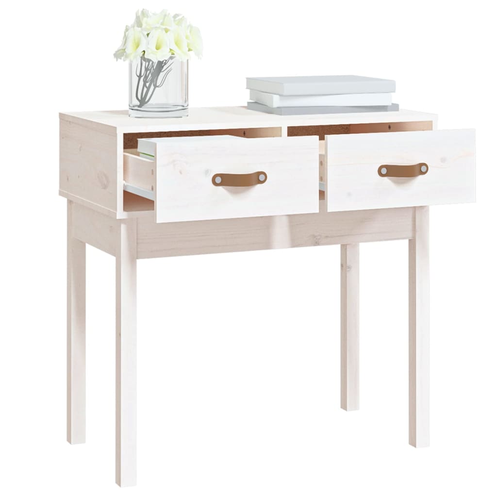 konsolbord 76,5x40x75 cm massivt fyrretræ hvid