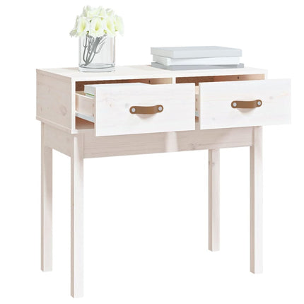 konsolbord 76,5x40x75 cm massivt fyrretræ hvid