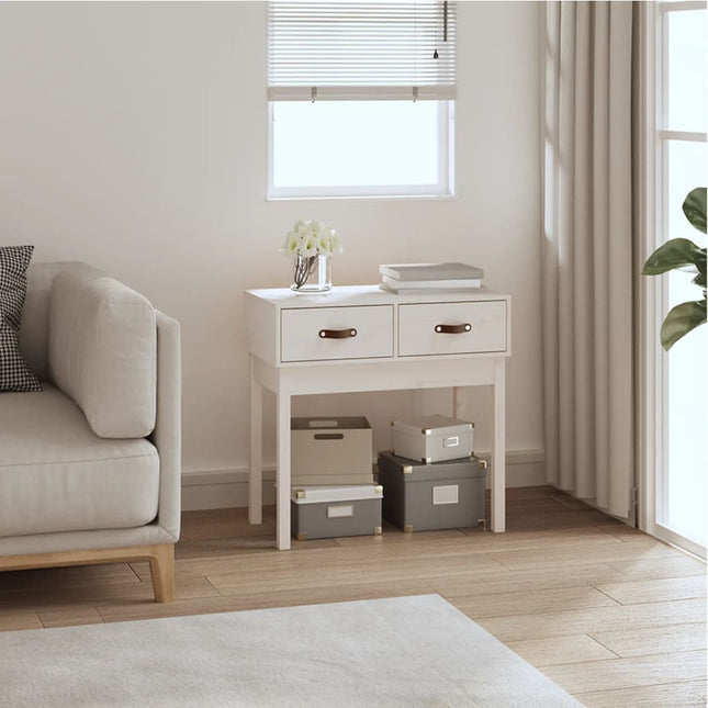 konsolbord 76,5x40x75 cm massivt fyrretræ hvid