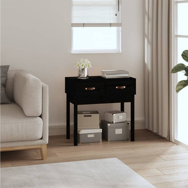 konsolbord 76,5x40x75 cm massivt fyrretræ sort