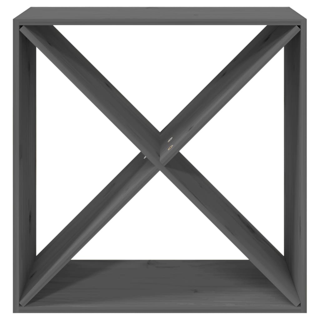 vinreol 62x25x62 cm massivt fyrretræ grå