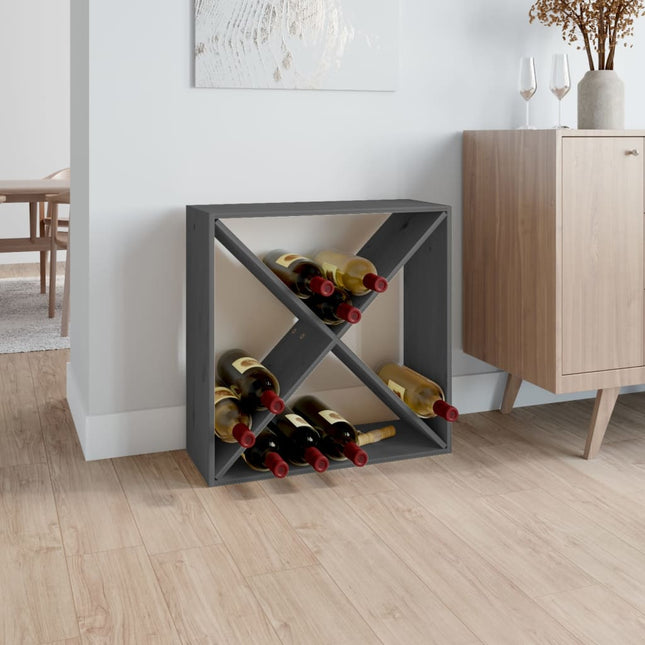 vinreol 62x25x62 cm massivt fyrretræ grå