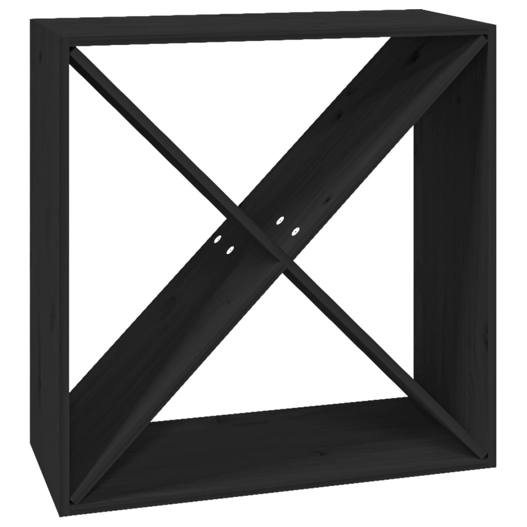 vinreol 62x25x62 cm massivt fyrretræ sort