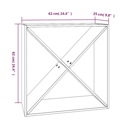 vinreol 62x25x62 cm massivt fyrretræ sort