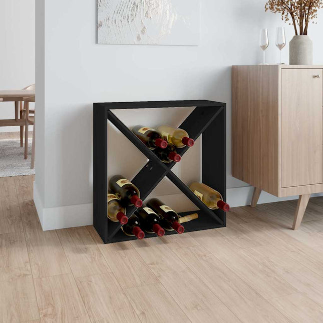 vinreol 62x25x62 cm massivt fyrretræ sort
