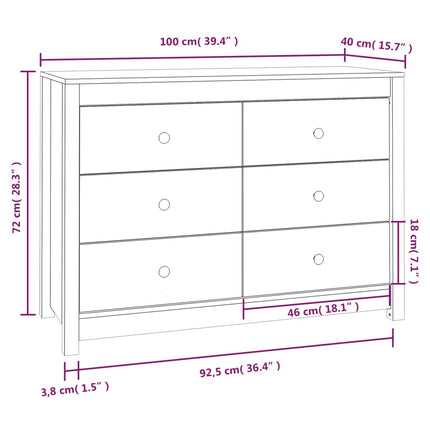 kommode 100x40x72 cm massivt fyrretræ gyldenbrun