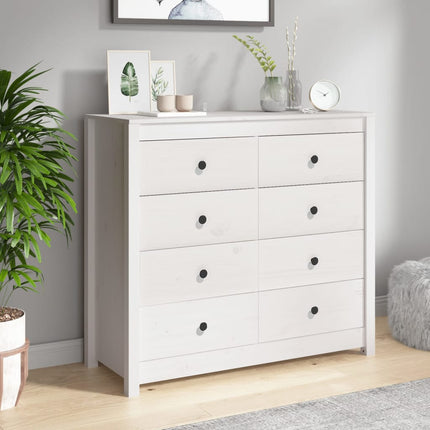 kommode 100x40x90 cm massivt fyrretræ hvid
