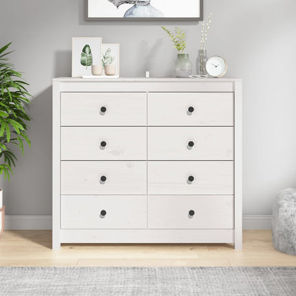 kommode 100x40x90 cm massivt fyrretræ hvid