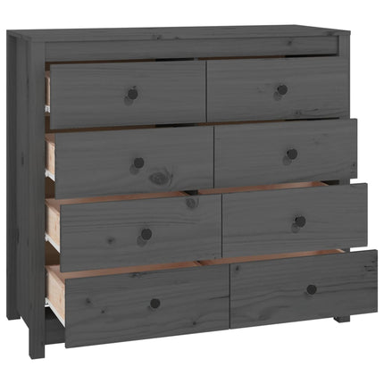 kommode 100x40x90 cm massivt fyrretræ grå
