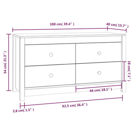 kommode 100x40x54 cm massivt fyrretræ hvid