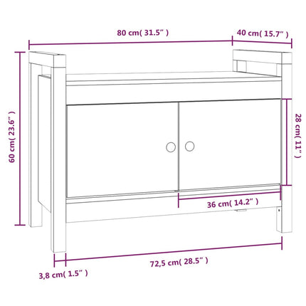 entrébænk 80x40x60 cm massivt fyrretræ