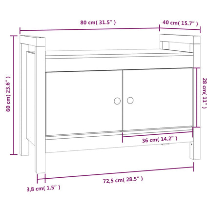 entrébænk 80x40x60 cm massivt fyrretræ gyldenbrun