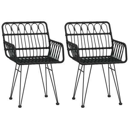 havestole 2 stk. med armlæn 56x64x80 cm polyrattan sort
